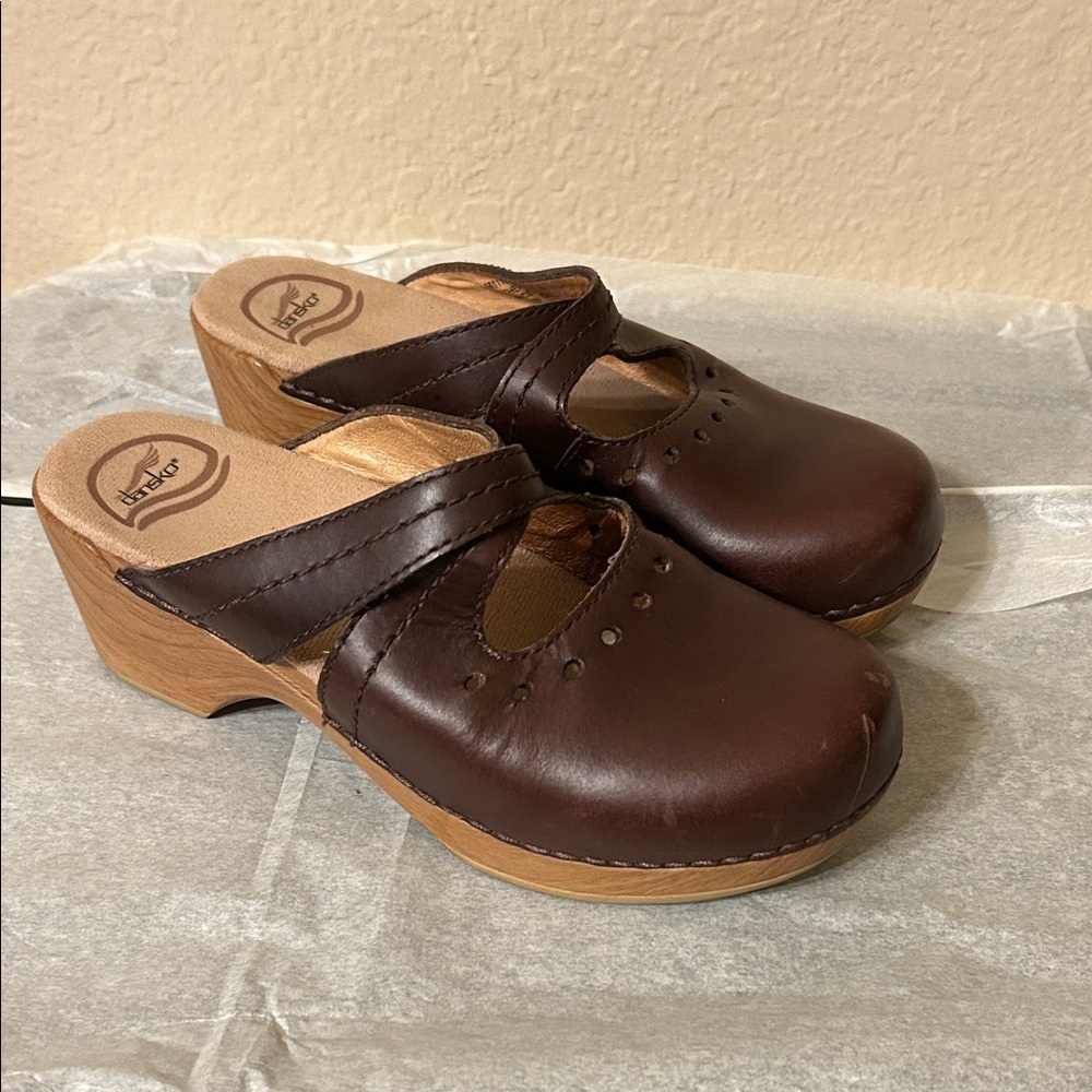 DANSKO Women's Dark Brown Leather Mules
